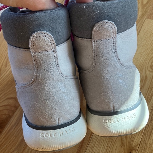 Cole Haan Grand Zero Gray Leather Women's Hiking Boots with Pink Laces - Picture 7 of 11